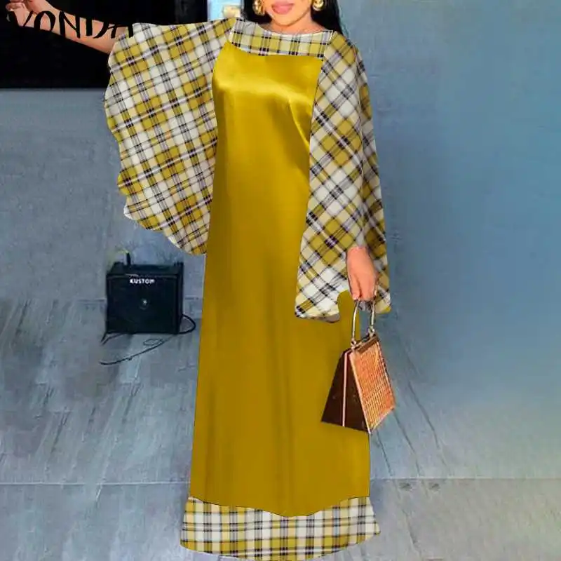 2021 VONDA Women Vintage Patchwork Plaid Dress Holiday Party Maxi Long Dress Casual Long Sleeve Vestidos Oversized Robe Femme
2021 VONDA Women Vintage Patchwork Plaid Dress Holiday Party Maxi Long Dress Casual Long Sleeve Vestidos Oversized Robe Femme