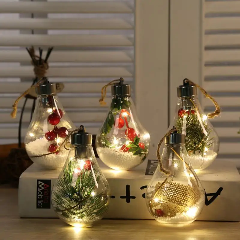 

Светодиодное украшение, Прозрачный Рождественский шар, праздничный кулон, подарок, полый шар для рождественской елки, украшения, украшения,...