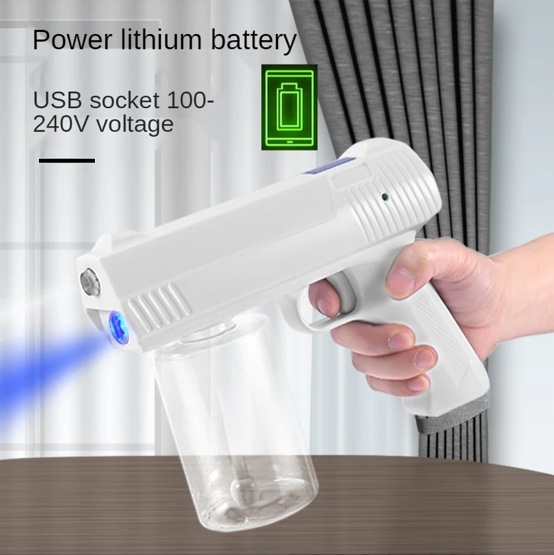 Wireless charging disinfection spray gun handle blue nano portable electric atomization machine storage bottle
Wireless charging disinfection spray gun handle blue nano portable electric atomization machine storage bottle