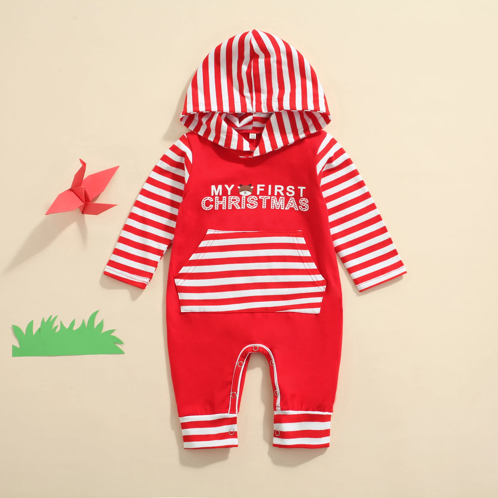 0-24 Months Full Sleeve Romper Christmas Baby Hooded Romper, Long Sleeve Long Pants Printed Bodysuit with Pocket, Kids Clothing 
0-24 Months Full Sleeve Romper Christmas Baby Hooded Romper, Long Sleeve Long Pants Printed Bodysuit with Pocket, Kids Clothing