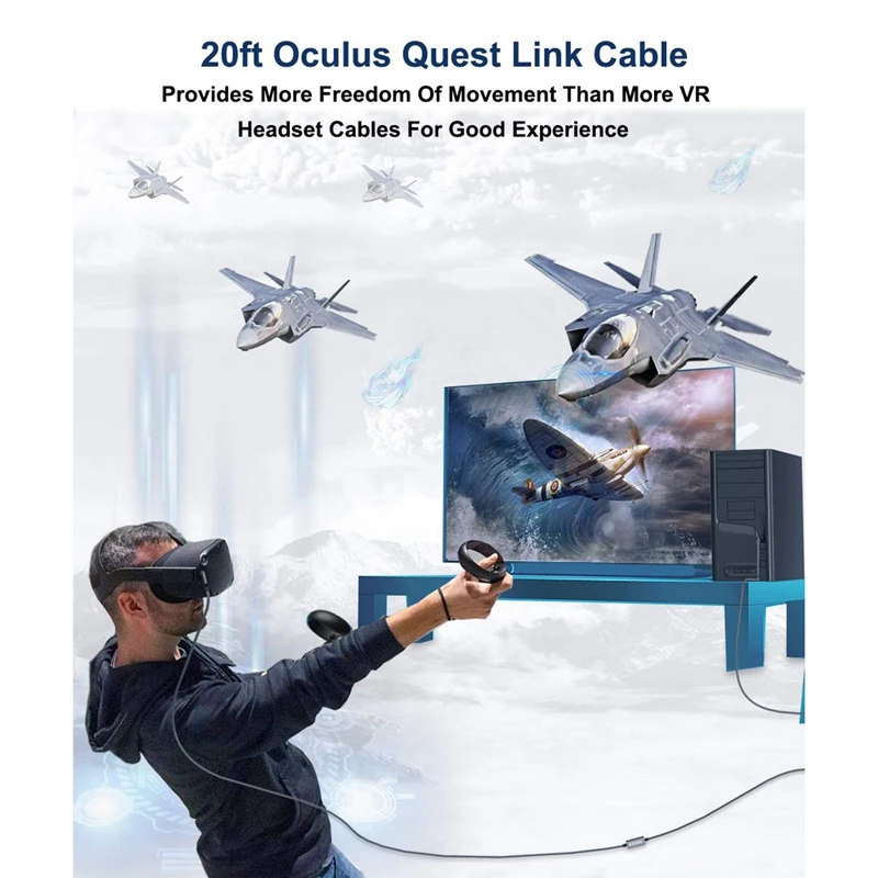for Oculus Quest 2 Link Cable 20Ft/6M, Link Cable,90 Degree Angled High Speed Data Transfer & Charging Cable
for Oculus Quest 2 Link Cable 20Ft/6M, Link Cable,90 Degree Angled High Speed Data Transfer & Charging Cable