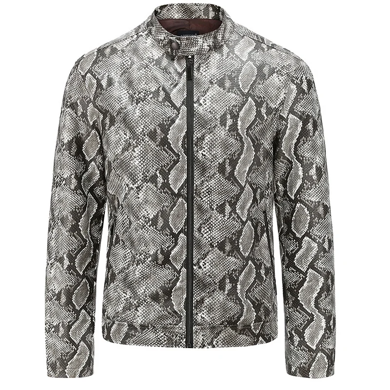 Newest Design Leather Jacket Men Autumn Fashion Snakeskin Pattern Motorcycle Leather Jacket Men Casual Zipper Biker Coat EU Size
Newest Design Leather Jacket Men Autumn Fashion Snakeskin Pattern Motorcycle Leather Jacket Men Casual Zipper Biker Coat EU Size