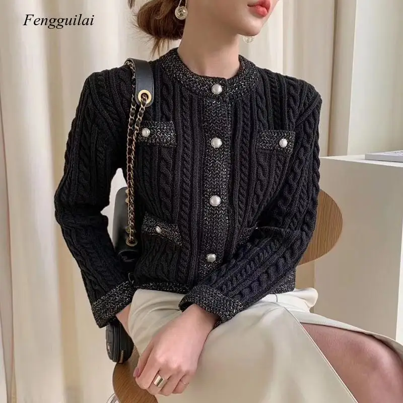 Vintage Elegant Women O-neck Knitted Cardigans Slim Sweater Female Autumn Winter Korean Lady Cardigans Sweater Clothes
Vintage Elegant Women O-neck Knitted Cardigans Slim Sweater Female Autumn Winter Korean Lady Cardigans Sweater Clothes