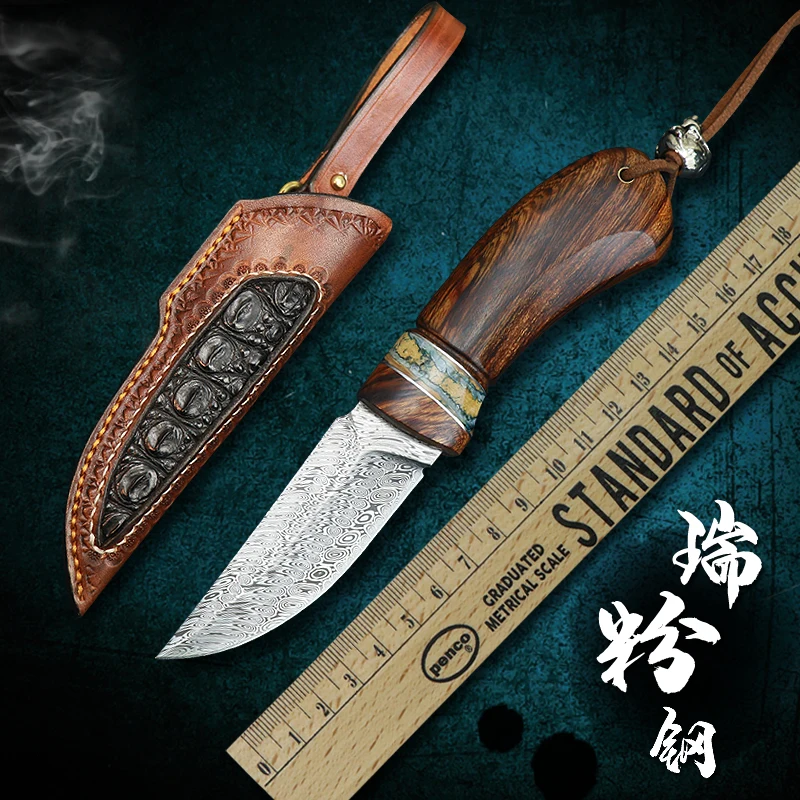 Little demon knife Swedish powder Damascus steel knife high hardness folding forged knife outdoor portable small straight knife
Little demon knife Swedish powder Damascus steel knife high hardness folding forged knife outdoor portable small straight knife