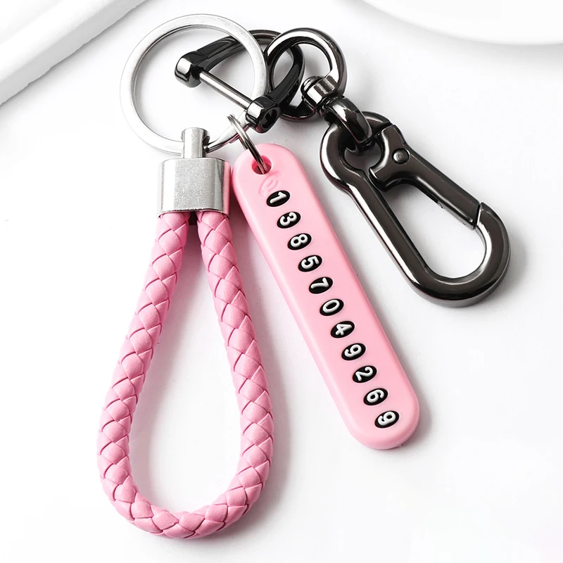 New Anti-lost Phone Number Plate Car Keychain Pendant Auto Vehicle Leather Bradied Key Chain Phone Number Card Keyring
New Anti-lost Phone Number Plate Car Keychain Pendant Auto Vehicle Leather Bradied Key Chain Phone Number Card Keyring