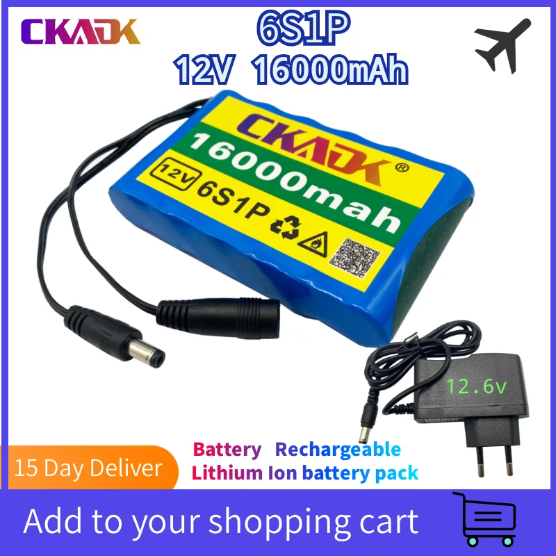 New original 12V 6S1P 15000mah battery rechargeable lithium-ion battery pack capacity DC 12.6v 15Ah CCTV Cam Monitor + charger
New original 12V 6S1P 15000mah battery rechargeable lithium-ion battery pack capacity DC 12.6v 15Ah CCTV Cam Monitor + charger