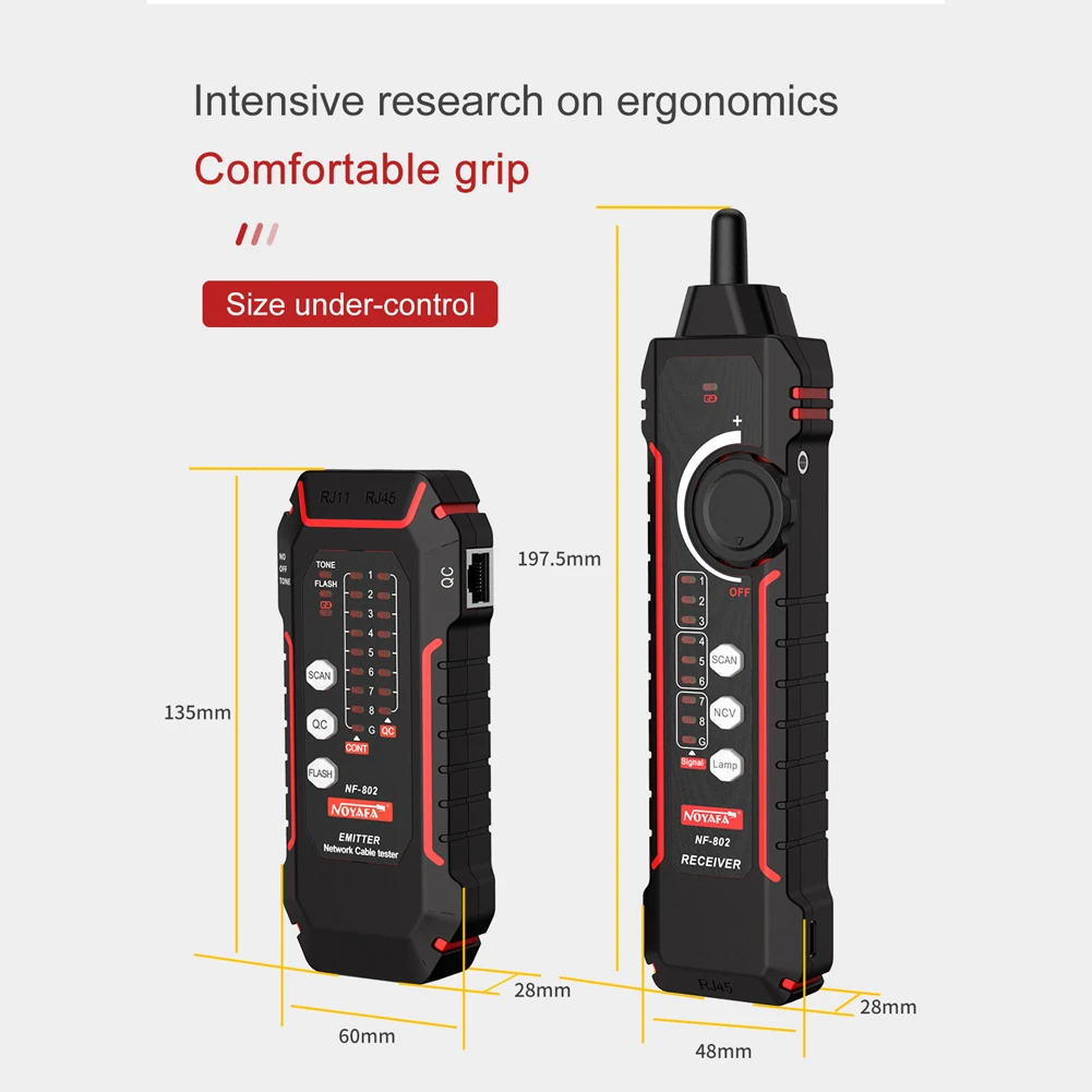 NF-802 RJ11 RJ45 Telephone Wire Finder Tracer Toner Ethernet LAN Network Cable Tester Anti-Interference Line Finder
NF-802 RJ11 RJ45 Telephone Wire Finder Tracer Toner Ethernet LAN Network Cable Tester Anti-Interference Line Finder
