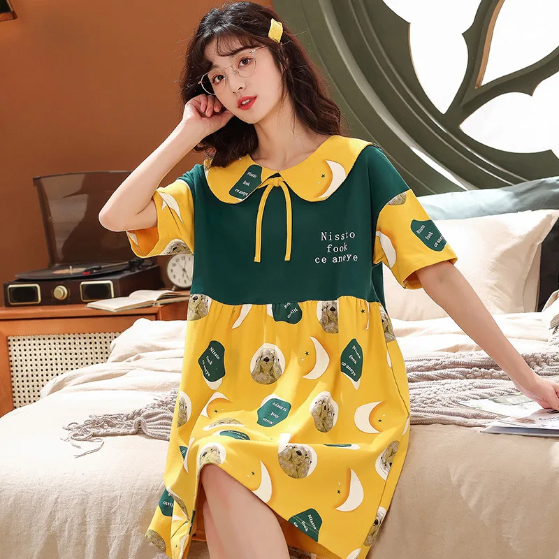 Women Cotton Pajamas Fashion Nightgowns Lady Night Dress Nighties Short Sleeve Sleepwear Sweet CuteNightwear Big Size M-3XL
Women Cotton Pajamas Fashion Nightgowns Lady Night Dress Nighties Short Sleeve Sleepwear Sweet CuteNightwear Big Size M-3XL