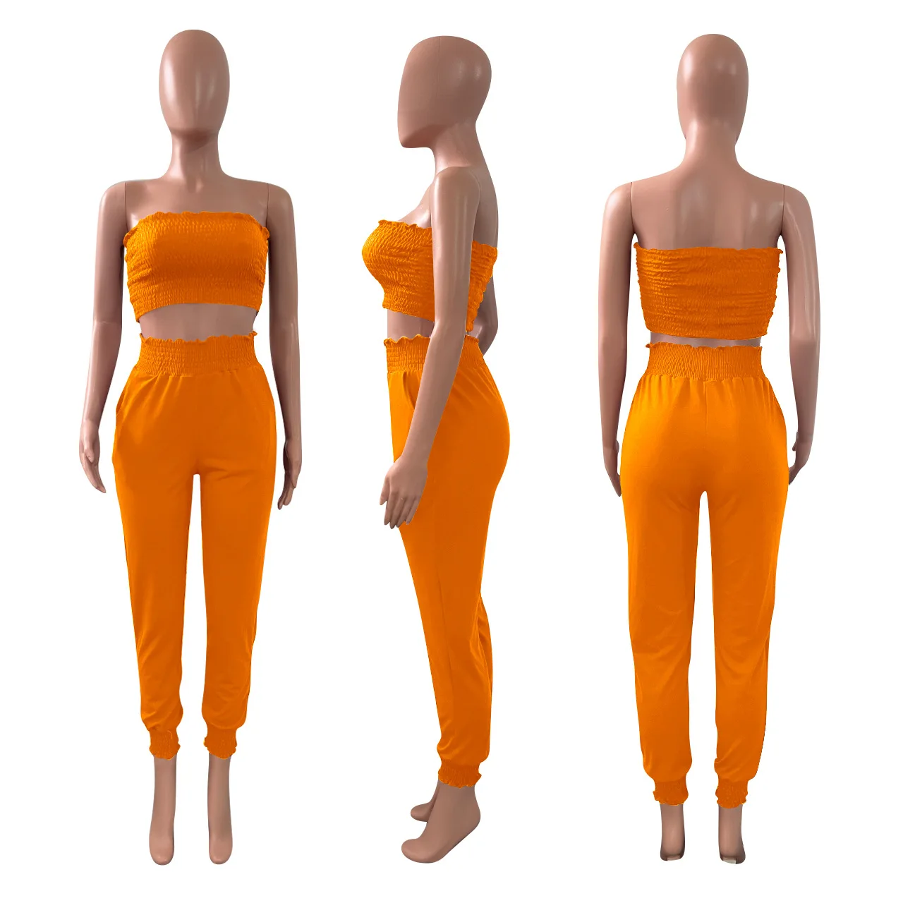 Casaul Women Two Piece Set Matching Set Biker Two Piece Set Solid Color Streetwear Sportsuit Strapless Top And Long Pants Outfit
Casaul Women Two Piece Set Matching Set Biker Two Piece Set Solid Color Streetwear Sportsuit Strapless Top And Long Pants Outfit