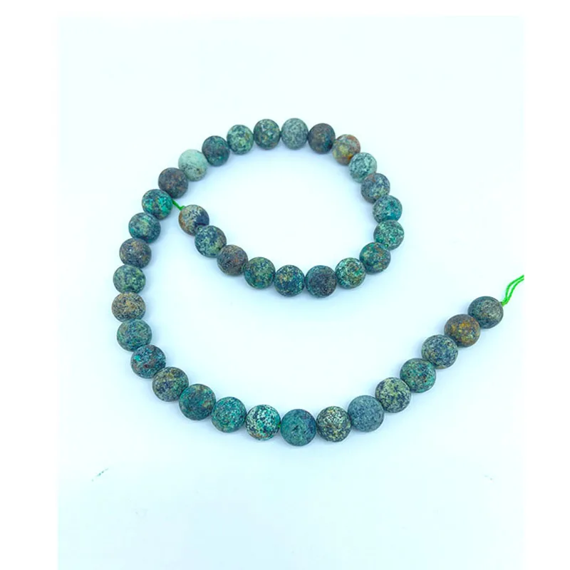 

6-12mm Round Natural Stone African Turquoise Green Frosted Gemstone Beads Loose String DIY Necklace Bracelet Jewelry Production