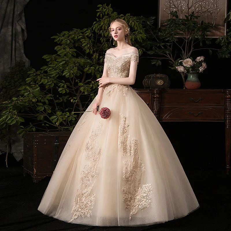 Champagne Off The Shoulder Wedding Dress 2022 New Bridal Handmade Beaded Strap Design Vintage A Line Bride Formal Gown
Champagne Off The Shoulder Wedding Dress 2022 New Bridal Handmade Beaded Strap Design Vintage A Line Bride Formal Gown