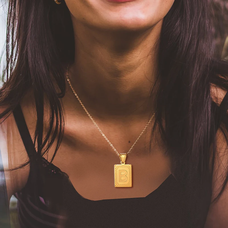 Initial Letter Pendant Necklace for Women Stainless Steel Square Alphabet Medallion Pendant Wholesale Jewelry
Initial Letter Pendant Necklace for Women Stainless Steel Square Alphabet Medallion Pendant Wholesale Jewelry