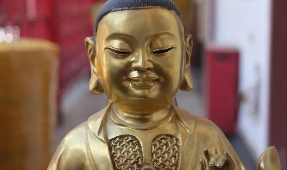 Китайский даосизм бронзового цвета с покрытыем чистого 24 каратного золота
