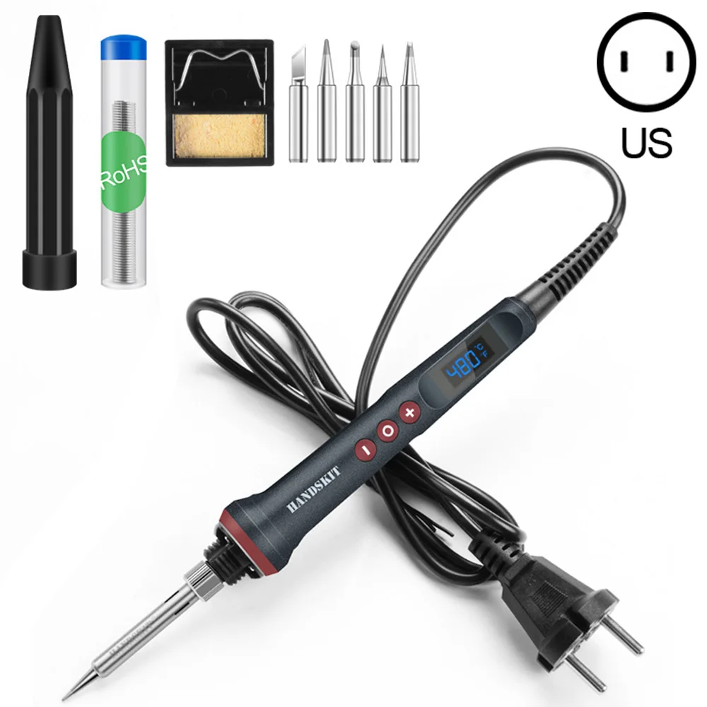 handskit 90W Electric Soldering Iron 110V 220V Adjustable Temperature Soldering Iron with 4 Wire Core and 5 Tips Welding Tools
handskit 90W Electric Soldering Iron 110V 220V Adjustable Temperature Soldering Iron with 4 Wire Core and 5 Tips Welding Tools
