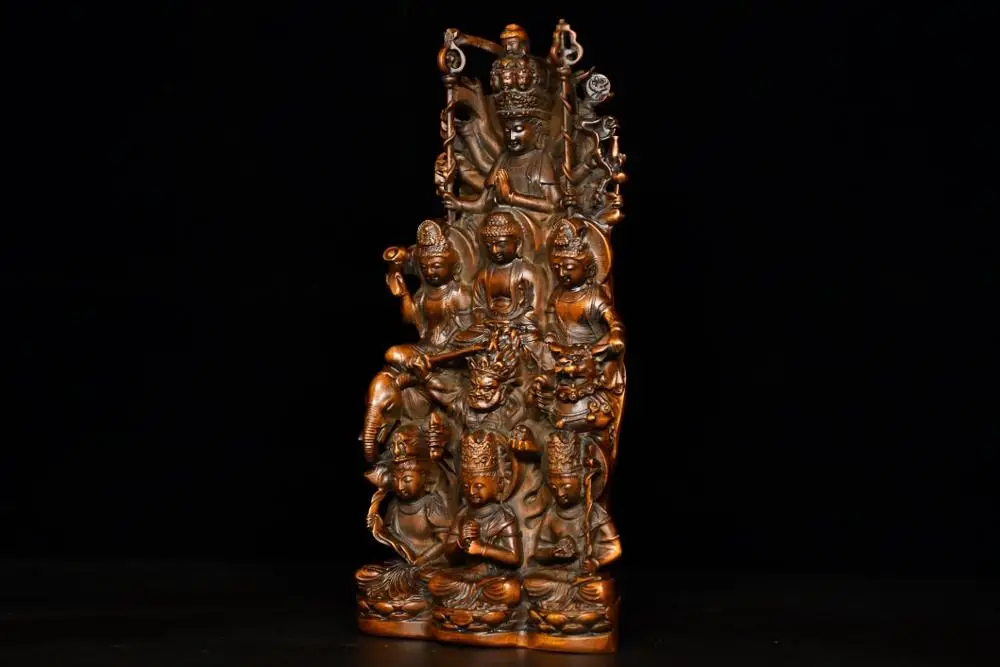 8" China Lucky Seikos Boxwood Wanfochao Bell Buddha statue Buddhist Supreme Ruler Gathering Buddha Guanyin King Kong Woodcarving
8" China Lucky Seikos Boxwood Wanfochao Bell Buddha statue Buddhist Supreme Ruler Gathering Buddha Guanyin King Kong Woodcarving
