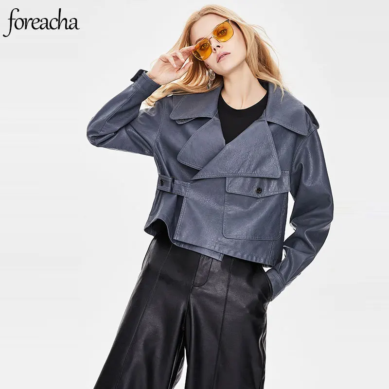 foreacha autumn women's lapel single-breasted PU coat gray long-sleeved Medium loose Women's moto jacket куртка женская
foreacha autumn women's lapel single-breasted PU coat gray long-sleeved Medium loose Women's moto jacket куртка женская