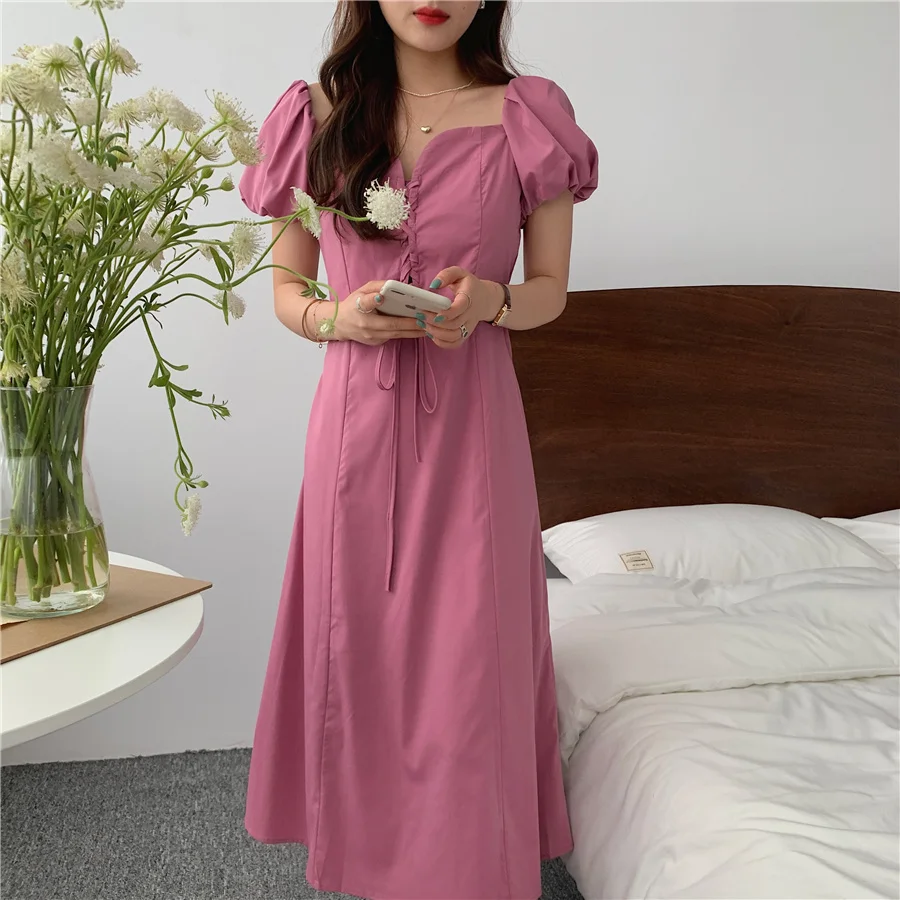 Summer Women's White Dress Vintage Lace-up V-Leck Puff Sleeve A-Line Dress Loose Solid Vestidos
Summer Women's White Dress Vintage Lace-up V-Leck Puff Sleeve A-Line Dress Loose Solid Vestidos