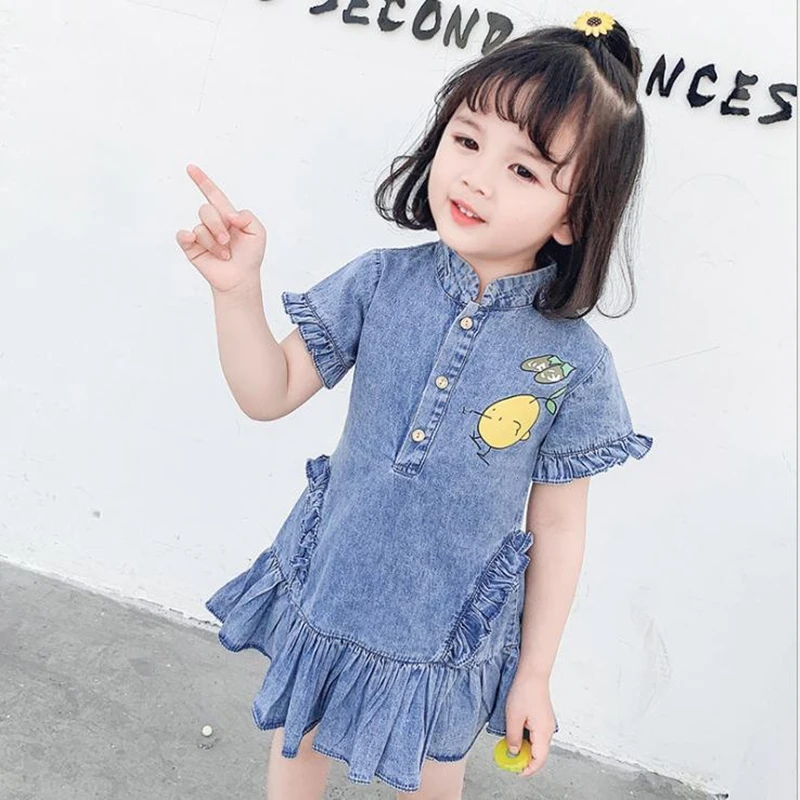 Girls' one-piece dressprinted short sleeve denim dress new style in spring and summer
Girls' one-piece dressprinted short sleeve denim dress new style in spring and summer