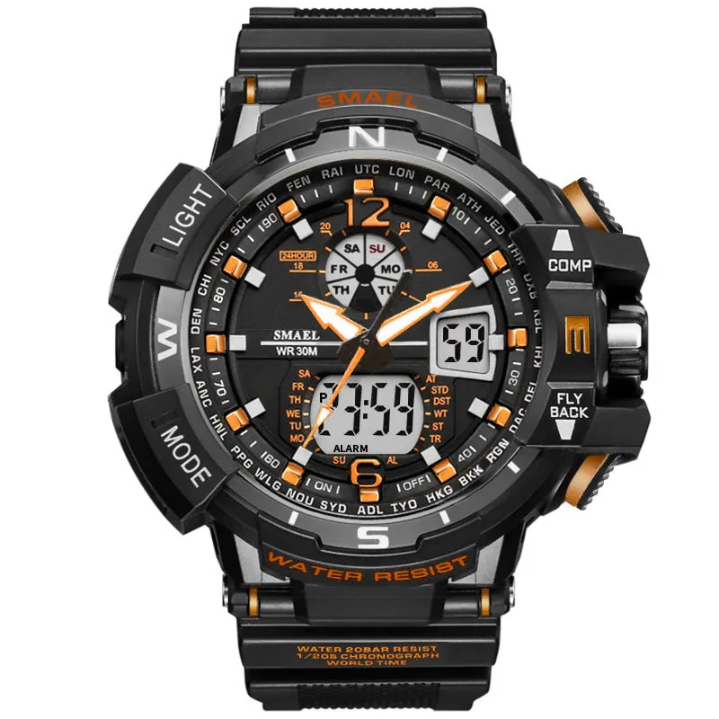 New Smael Brand Men Sport Watch Fashion Military Watch Dual Display Analog Digital Quartz Men Watches zegarek meski reloj hombre
New Smael Brand Men Sport Watch Fashion Military Watch Dual Display Analog Digital Quartz Men Watches zegarek meski reloj hombre
