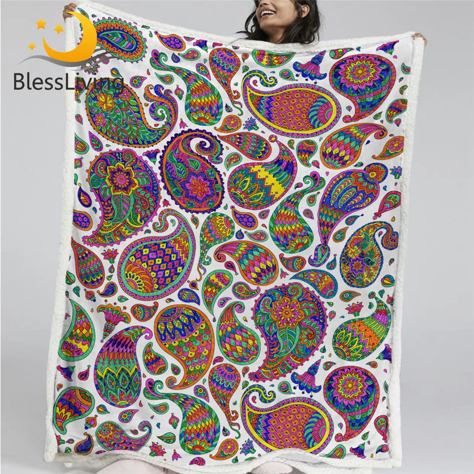 BlessLiving Paisley Sherpa Blanket Bohemian Blankets For Beds Abstract Floral Plush Blanket Colorful Boho Mantas De Cama 150x200
BlessLiving Paisley Sherpa Blanket Bohemian Blankets For Beds Abstract Floral Plush Blanket Colorful Boho Mantas De Cama 150x200