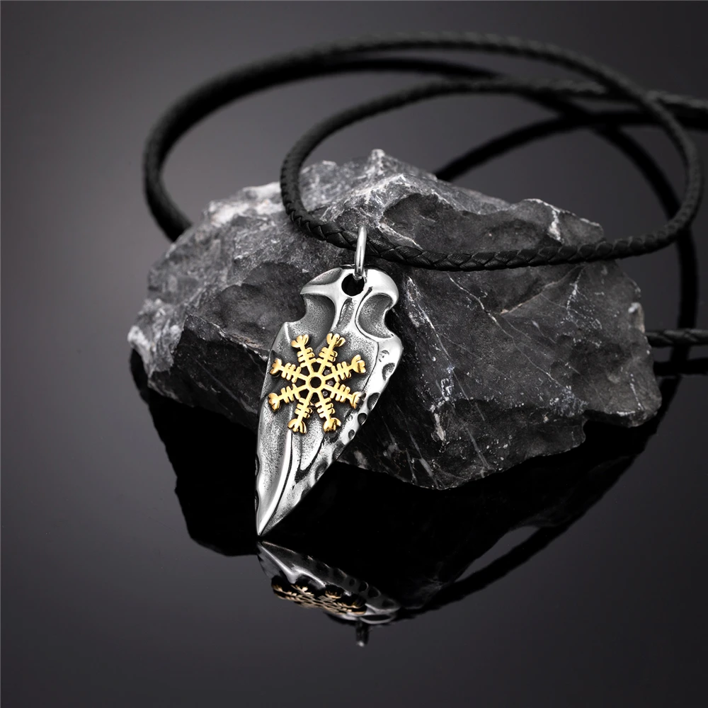 Руна викингов защитное ожерелье мужской смешанный золотой кулон из нержавеющей