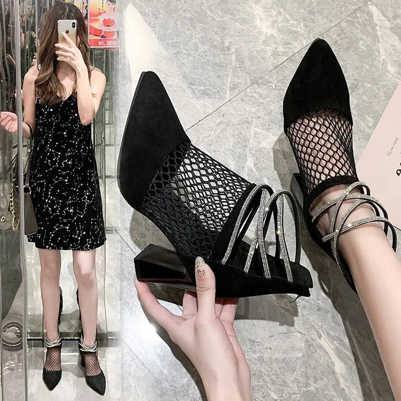 Classic fashion Black Air Mesh Boots Women Summer square heels crystal Boots Lady Breathable Shoes Woman Ankle Boots
Classic fashion Black Air Mesh Boots Women Summer square heels crystal Boots Lady Breathable Shoes Woman Ankle Boots