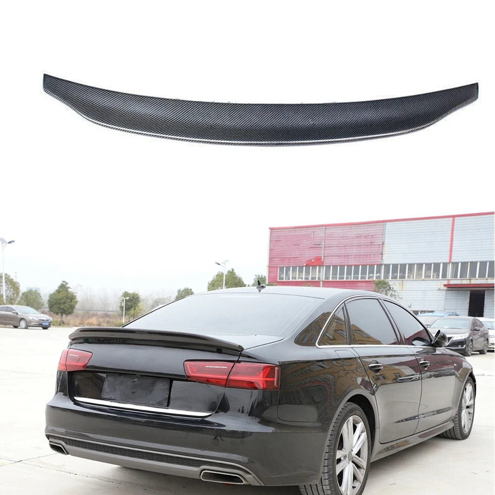 

Trunk Lid Rear Spoiler Wing For Audi A6 C7 Sedan 2012-2018 Carbon Fiber Cat Style Upper Splitter Decklid Trim Tailgate Flap Lip