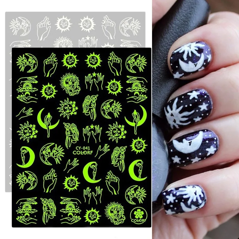 New Trendy Luminous Abstract Face Nail Art Stickers 3D Rose Heart Moon Sun Leaf Manicure Stickers Glow In The Dark Nail Decor
New Trendy Luminous Abstract Face Nail Art Stickers 3D Rose Heart Moon Sun Leaf Manicure Stickers Glow In The Dark Nail Decor