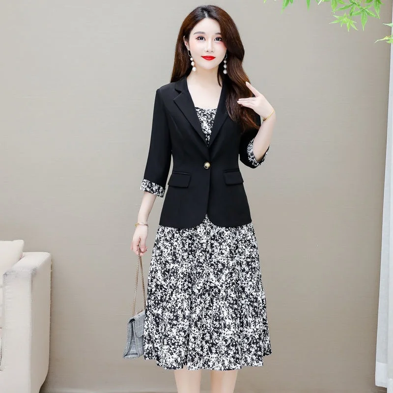 Ladies Suits Spring Two Piece Sets Women Dress + Blazer Casual Slim Elegant 3/4 Sleeve Printing Long Dresses Suit Coat X349
Ladies Suits Spring Two Piece Sets Women Dress + Blazer Casual Slim Elegant 3/4 Sleeve Printing Long Dresses Suit Coat X349