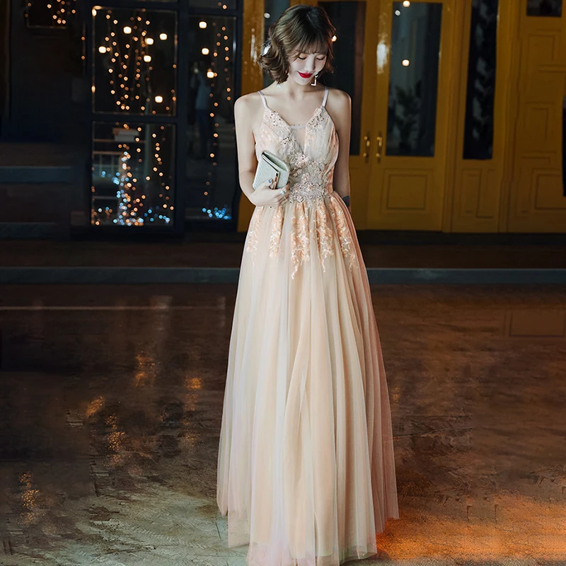 Spaghetti Strap Evening Dress Strapless New A-Line Floor-Length Sequins Embroidery Lace Up Tulle Woman Formal Party Dress A462
Spaghetti Strap Evening Dress Strapless New A-Line Floor-Length Sequins Embroidery Lace Up Tulle Woman Formal Party Dress A462