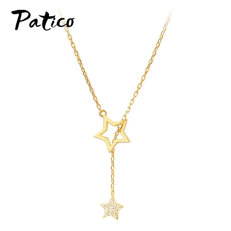 Exquisite 925 Sterling Silver Double Star Pendant Necklace Women Clavicle Chain Korean Simple Crystal Jewelry New Year Gift
Exquisite 925 Sterling Silver Double Star Pendant Necklace Women Clavicle Chain Korean Simple Crystal Jewelry New Year Gift