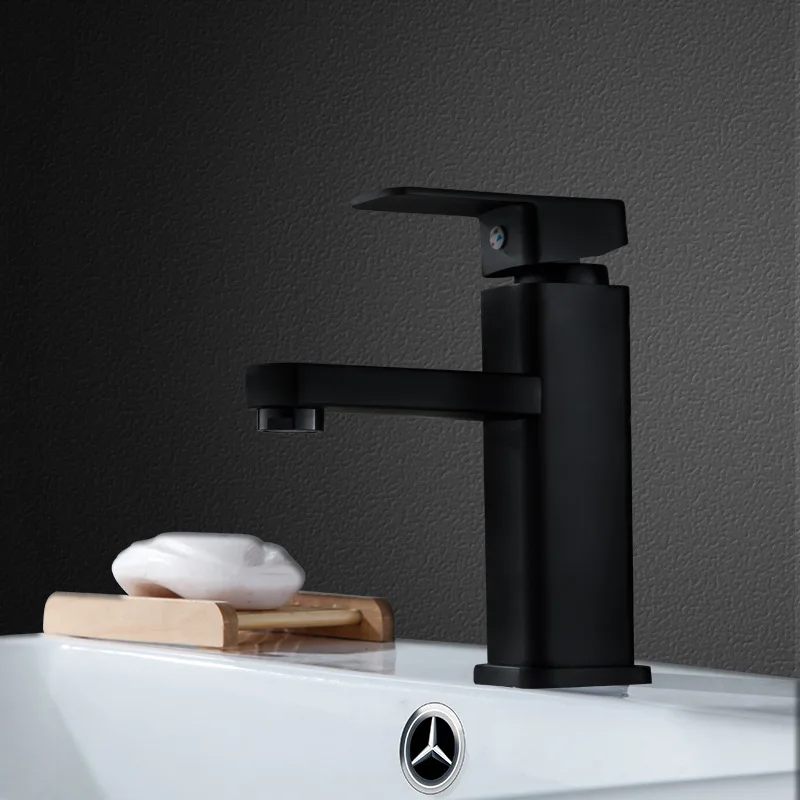Смеситель для раковины в ванную комнату, квадратный кран с одним отверстием, черный цвет, аксессуары для ванной комнаты 
Смеситель для раковины в ванную комнату, квадратный кран с одним отверстием, черный цвет, аксессуары для ванной комнаты