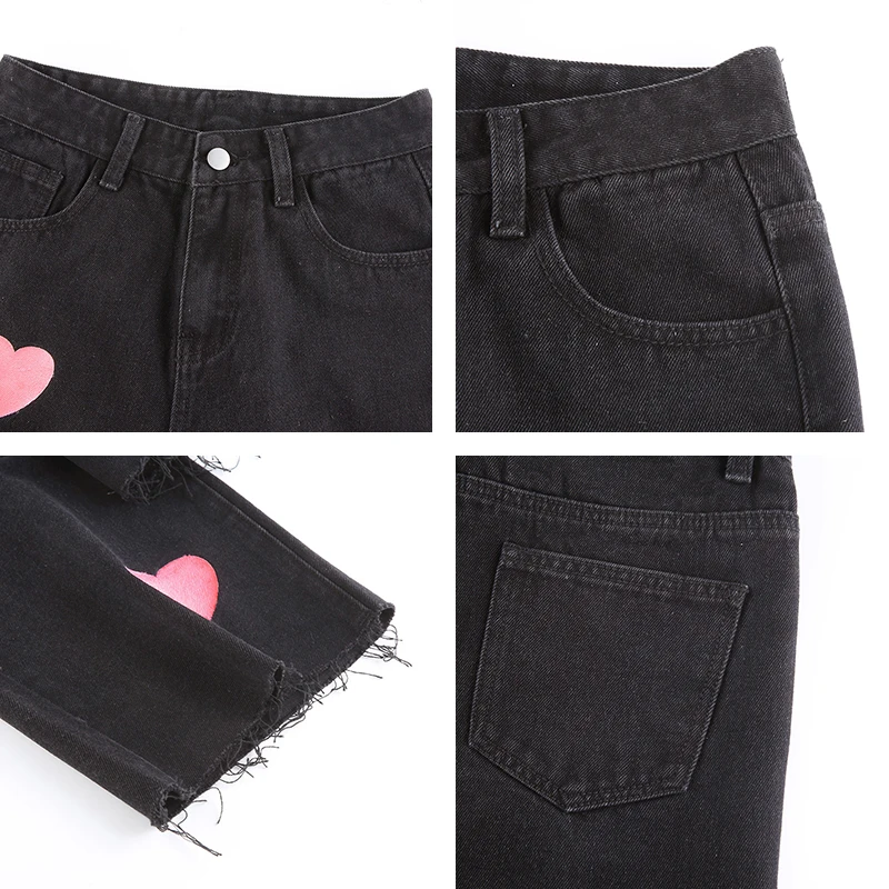 Female Jeans Pink Heart Print Black Long Denim Y2k Pants for Women 2021 Autumn Harajuku Straight High Waist Full Length Trousers
Female Jeans Pink Heart Print Black Long Denim Y2k Pants for Women 2021 Autumn Harajuku Straight High Waist Full Length Trousers