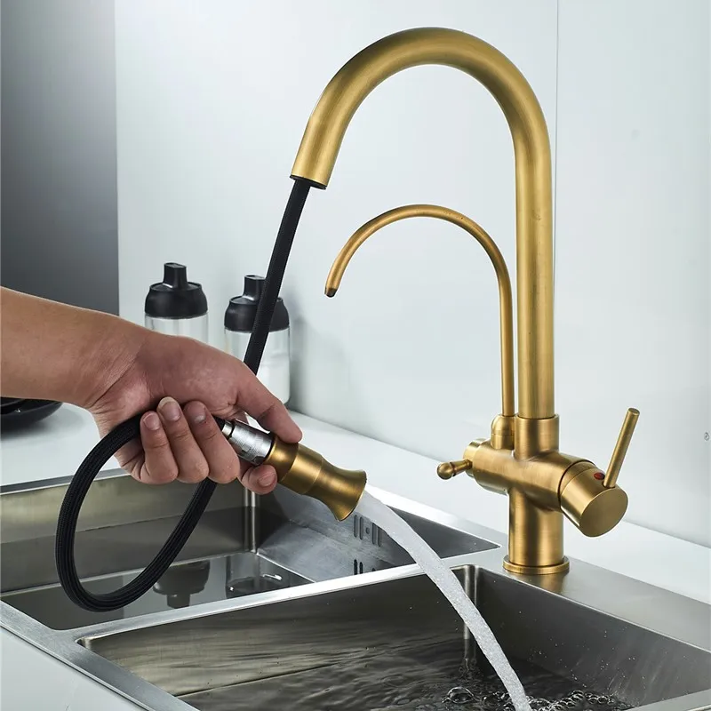 Deck Mounted Antique Brass Kitchen Faucets Pull Out Hot Cold for Kitchen 3 Ways Sink Mixer Kitchen Faucet Water Filter Tap
Deck Mounted Antique Brass Kitchen Faucets Pull Out Hot Cold for Kitchen 3 Ways Sink Mixer Kitchen Faucet Water Filter Tap