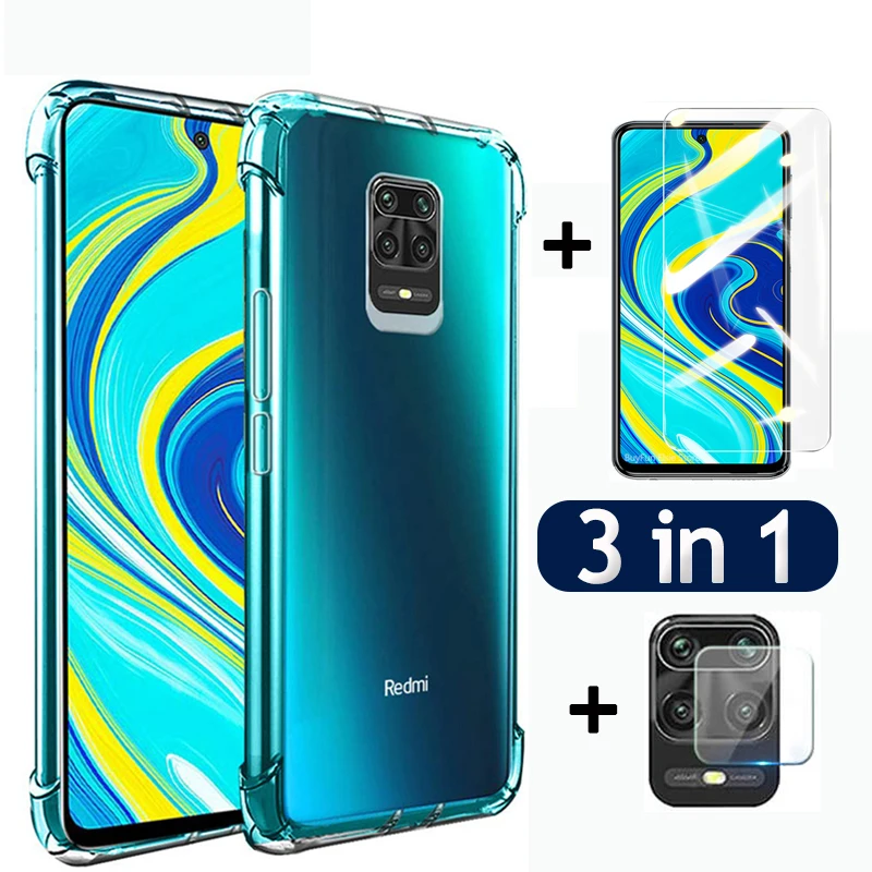 Чехол подушка безопасности 3 в 1 + стекло на Xiaomi чехол накладка для Redmi Remi Note 9 pro max