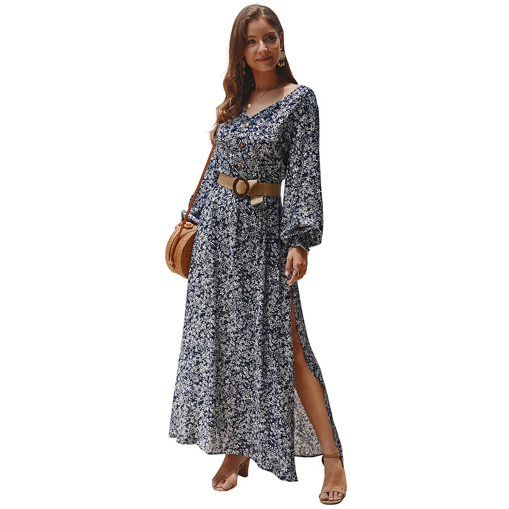 Elegant Puff Sleeve Floral Maxi Dress 2020 Spring Women New V Neck Bohemian Button High Waist Split Beach Dress Long Vestidos
Elegant Puff Sleeve Floral Maxi Dress 2020 Spring Women New V Neck Bohemian Button High Waist Split Beach Dress Long Vestidos