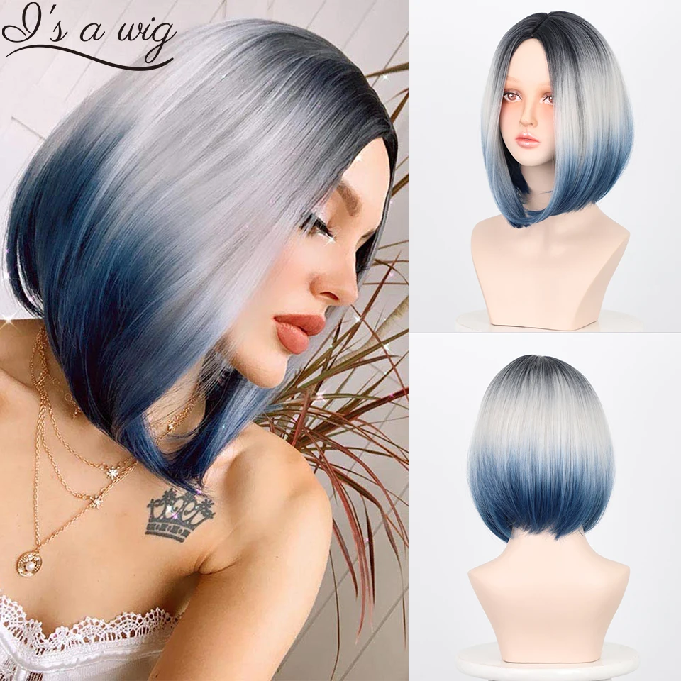 I's a wig Short Ombre Grey Blue Bob Wave Wigs Synthetic Wigs for Women Pink Red Ombre Black Daily Hair Middle Part Hairline
I's a wig Short Ombre Grey Blue Bob Wave Wigs Synthetic Wigs for Women Pink Red Ombre Black Daily Hair Middle Part Hairline
