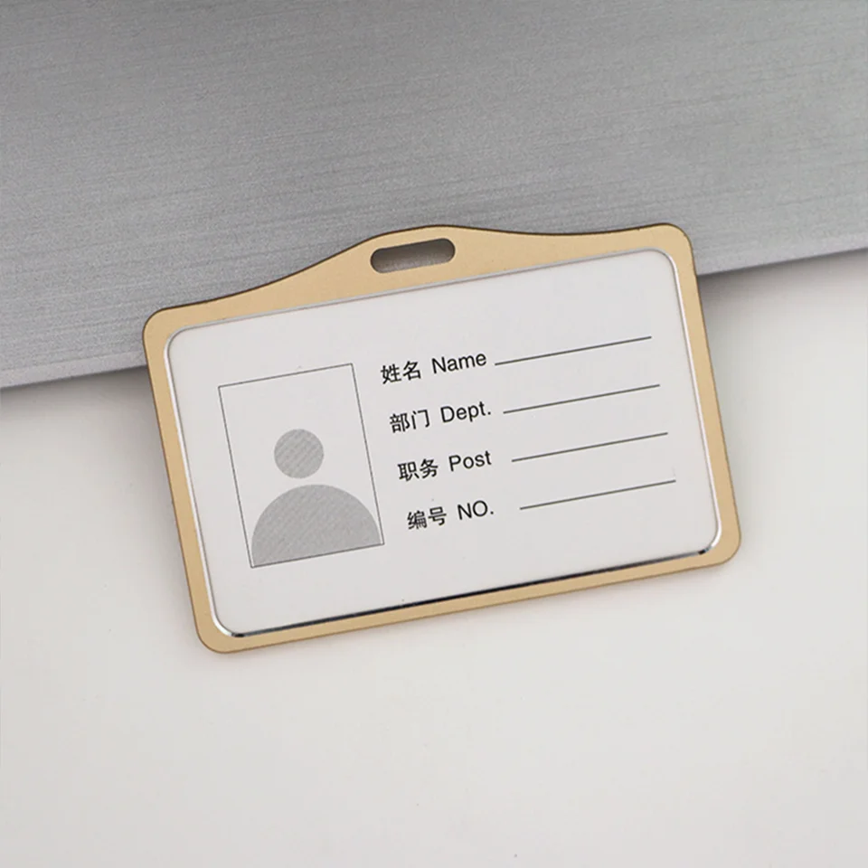 Golden Small Aluminum Alloy Horizontal Badge ID Card Holder Exhibition Employees Credentials for Tag Name Pass Metal Card Sleeve
Golden Small Aluminum Alloy Horizontal Badge ID Card Holder Exhibition Employees Credentials for Tag Name Pass Metal Card Sleeve