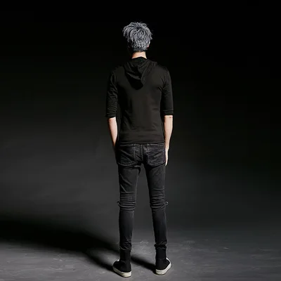 Nightclub singer personality irregular hooded t shirt stage costume men hip hop punk tee shirts gothic slim fit tassel clothing
Nightclub singer personality irregular hooded t shirt stage costume men hip hop punk tee shirts gothic slim fit tassel clothing
