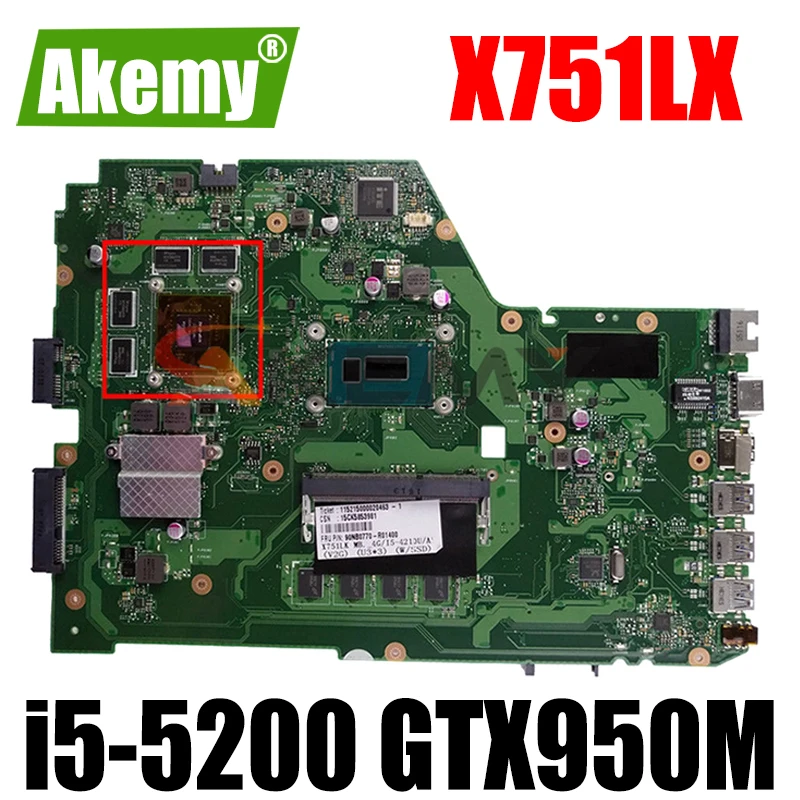X751LX основная плата X751LKB GTX950M i5-5200CPU 4 Гб Оперативная память материнская плата REV2.2 для ASUS X751LK X751LKB X751L A751L материнская плата для ноутбука
X751LX основная плата X751LKB GTX950M i5-5200CPU 4 Гб Оперативная память материнская плата REV2.2 для ASUS X751LK X751LKB X751L A751L материнская плата для ноутбука