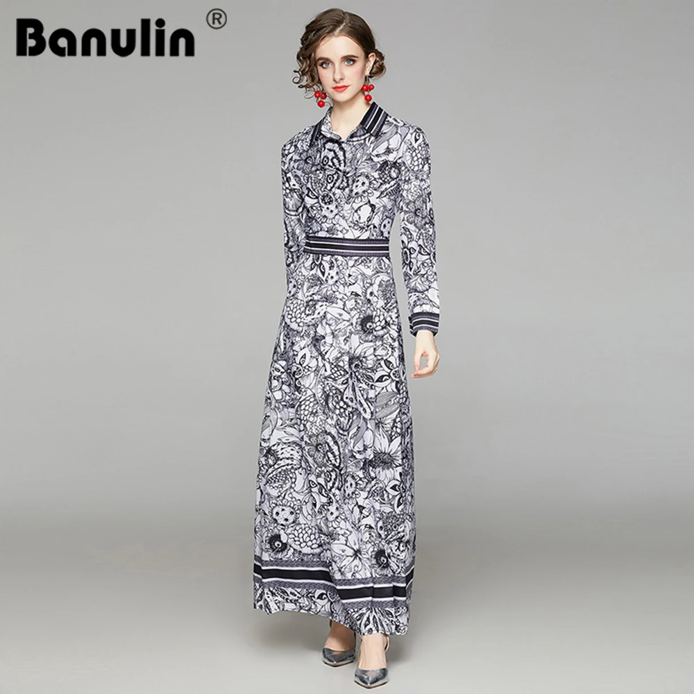 Banulin 2021 Spring Fashion Designer Runway Long Dress Women's Turn Down Neck Long Sleeve Floral Print Vintage Party Maxi Dress
Banulin 2021 Spring Fashion Designer Runway Long Dress Women's Turn Down Neck Long Sleeve Floral Print Vintage Party Maxi Dress