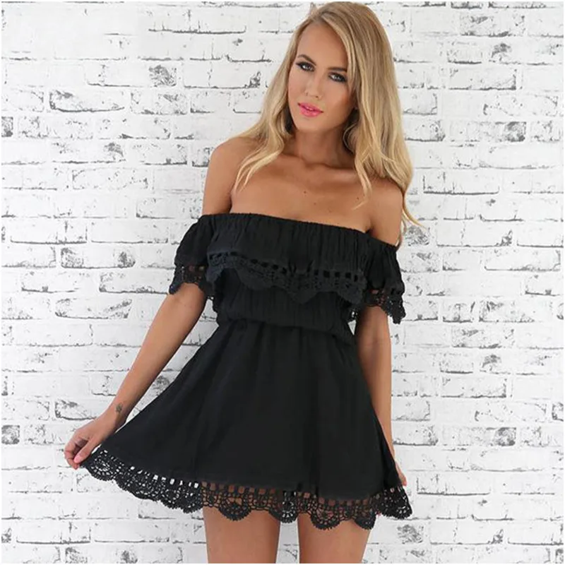 Hot Off Shoulder Strap Lace Up Summer Dresses Women Slash Neck Ruffle Pleated Short Dress Elegant Holiday Loose Beach Mini Dress
Hot Off Shoulder Strap Lace Up Summer Dresses Women Slash Neck Ruffle Pleated Short Dress Elegant Holiday Loose Beach Mini Dress