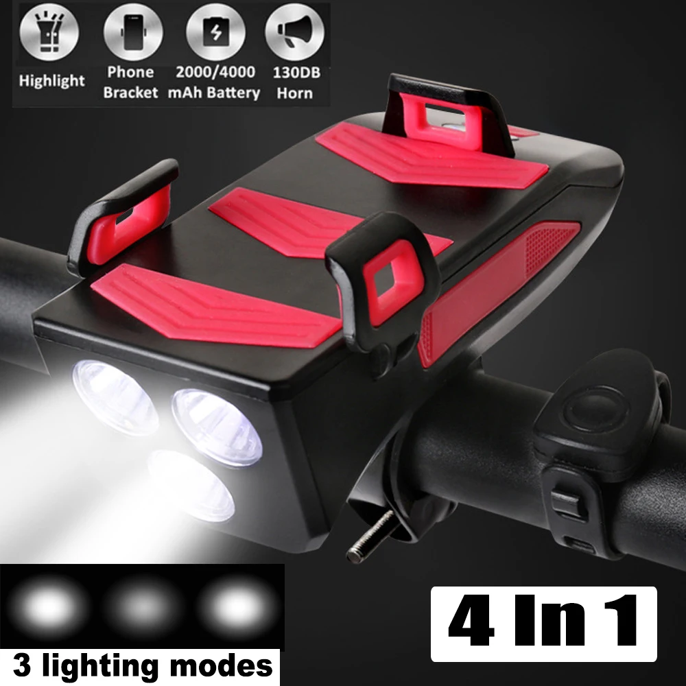 RU Warehouse Bicycle Light USB Rechargeable LED Bike Head Lamp Horn Holder 4000Mah Powerbank 4 in 1 MTB Cycling Front Light
RU Warehouse Bicycle Light USB Rechargeable LED Bike Head Lamp Horn Holder 4000Mah Powerbank 4 in 1 MTB Cycling Front Light