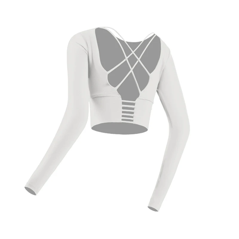 Women's Padded Sports Top Long Sleeve Strappy Backless Workout Tops with Thumb Hole SAL99
Women's Padded Sports Top Long Sleeve Strappy Backless Workout Tops with Thumb Hole SAL99