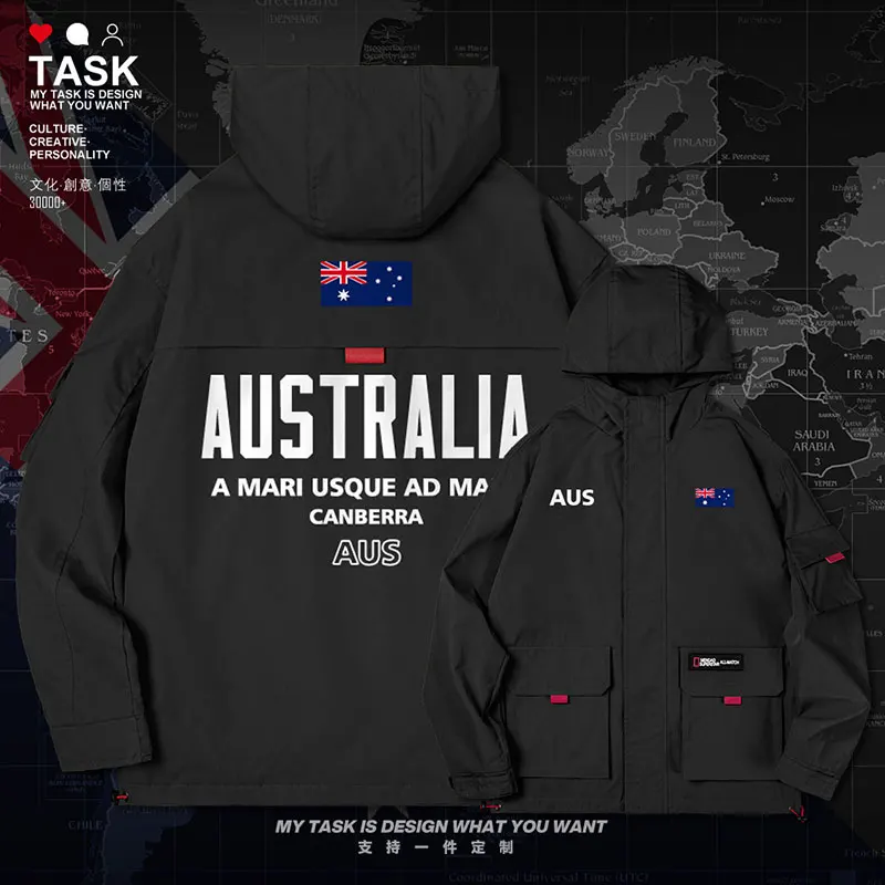 

Australia AUS Aussie Australian men jacket hooded nation flag jackets new printed mens men's clothing casual autumn clothes