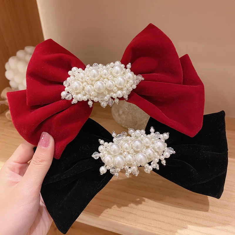 Elegant Velvet Pearl Barrettes Bow Hair Clip Bow Hairpins Vintage Women Girls Black Wine Red Bow Hair Clip Tie Prom Accessories
Elegant Velvet Pearl Barrettes Bow Hair Clip Bow Hairpins Vintage Women Girls Black Wine Red Bow Hair Clip Tie Prom Accessories