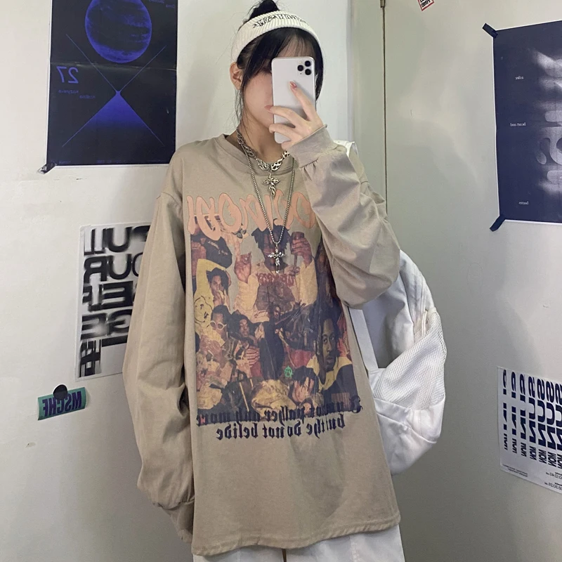 Футболка женская оверсайз с графическим принтом, топ с круглым вырезом и длинным рукавом, винтажная Повседневная Свободная рубашка в стиле ...
Футболка женская оверсайз с графическим принтом, топ с круглым вырезом и длинным рукавом, винтажная Повседневная Свободная рубашка в стиле ...