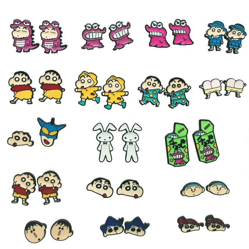 EUPNHY 1 пара Crayon Shin-chan аниме серьги гипоаллергенные серьги-гвоздики с животными для