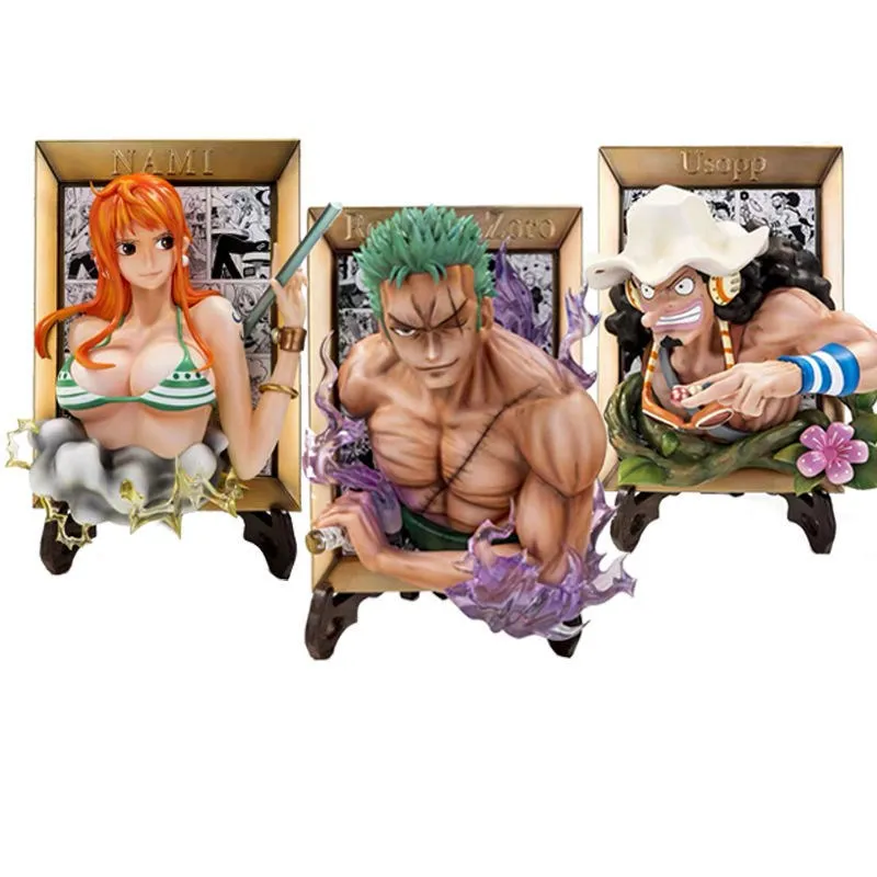 Аниме цельная фигурка Ace Luffy Zoro 3D картина GK фоторамка Фигурки игрушки ПВХ