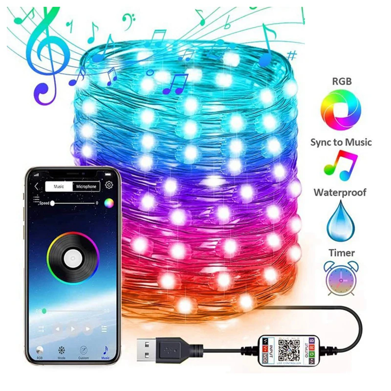 USB Smart Fairy Lights Christmas Tree Decor LED String Lights Bluetooth App Control Navidad Noel Gifts Xmas New Year Decoration
USB Smart Fairy Lights Christmas Tree Decor LED String Lights Bluetooth App Control Navidad Noel Gifts Xmas New Year Decoration